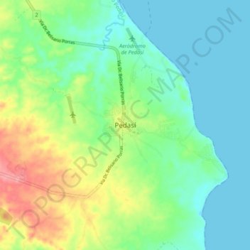 Mapa topográfico Pedasí, altitud, relieve