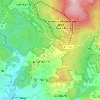 Mapa topográfico Neubruch, altitud, relieve