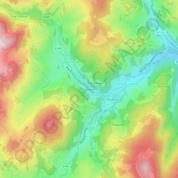 Mapa topográfico La Gayire, altitud, relieve