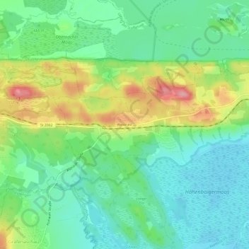 Mapa topográfico Westried, altitud, relieve