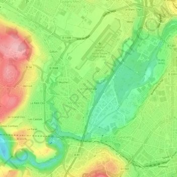 Mapa topográfico Le Clos Village, altitud, relieve