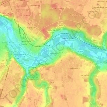 Mapa topográfico Le Bourg, altitud, relieve