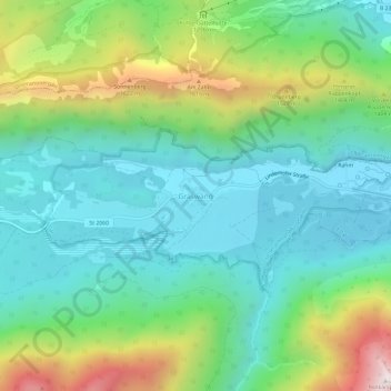 Mapa topográfico Graswang, altitud, relieve