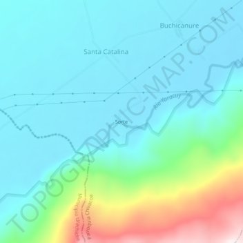 Mapa topográfico Sorte, altitud, relieve