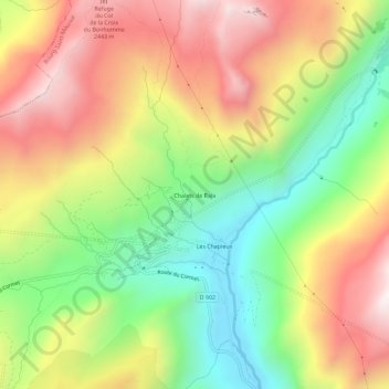 Mapa topográfico Chalets de Raja, altitud, relieve