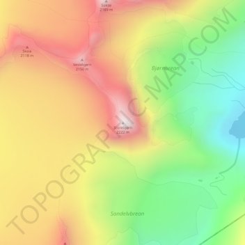 Mapa topográfico Storebjørn, altitud, relieve