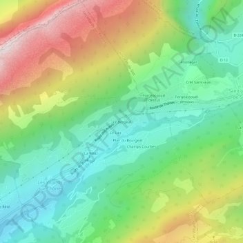 Mapa topográfico Le Borgeal, altitud, relieve