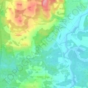 Mapa topográfico Winkl, altitud, relieve