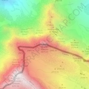Mapa topográfico Astazu Gran, altitud, relieve