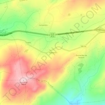 Mapa topográfico Matados, altitud, relieve