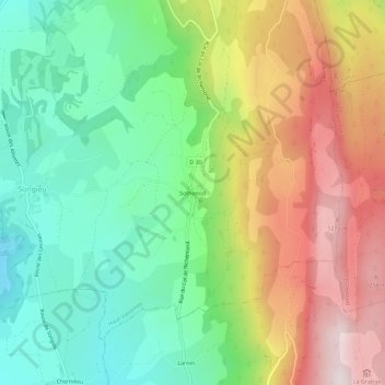 Mapa topográfico Sothonod, altitud, relieve