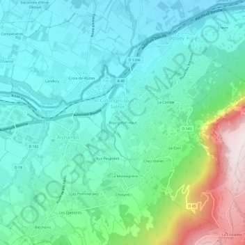 Mapa topográfico Bourg d'en Haut, altitud, relieve