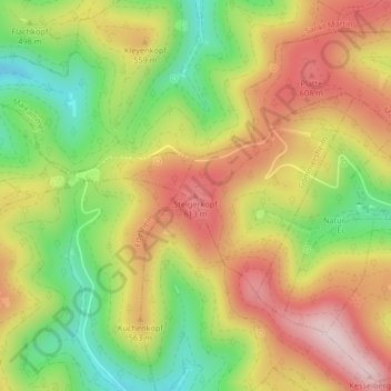 Mapa topográfico Steigerkopf, altitud, relieve