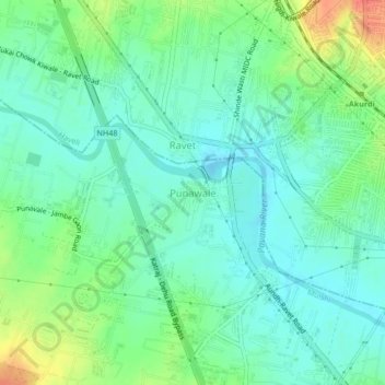 Mapa topográfico Punawale, altitud, relieve