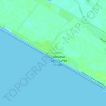 Mapa topográfico Puerto Arista, altitud, relieve