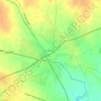Mapa topográfico Shikrapur, altitud, relieve