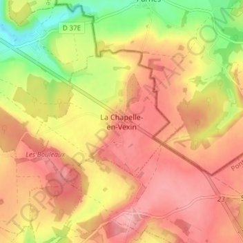 Mapa topográfico La Chapelle-en-Vexin, altitud, relieve