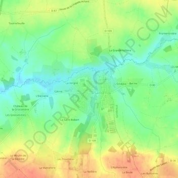 Mapa topográfico La Croix, altitud, relieve
