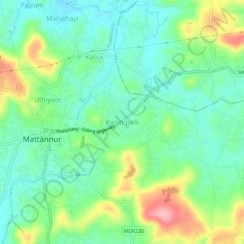 Mapa topográfico Palott palli, altitud, relieve