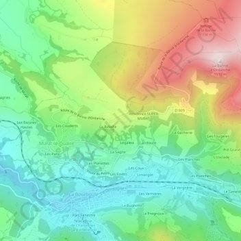 Mapa topográfico Les Résidences, altitud, relieve