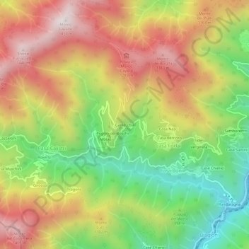 Mapa topográfico Canlecchia, altitud, relieve