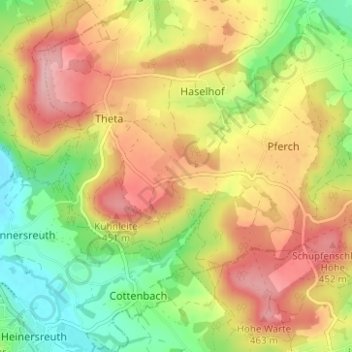Mapa topográfico Hochtheta, altitud, relieve