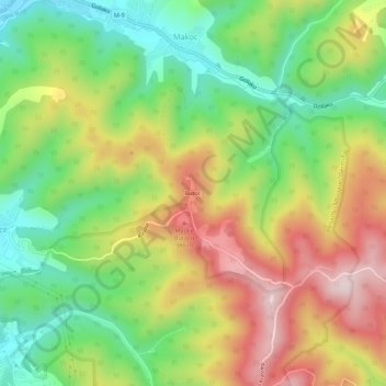 Mapa topográfico Butoc, altitud, relieve