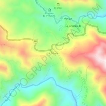 Mapa topográfico La Piñuela, altitud, relieve