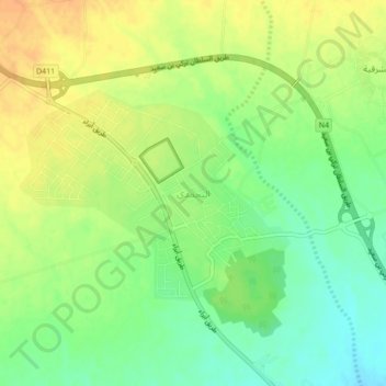 Mapa topográfico Al Ahmadi, altitud, relieve