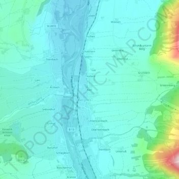 Mapa topográfico Rain, altitud, relieve