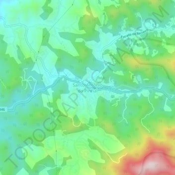 Mapa topográfico Santo Antônio do Pinhal, altitud, relieve