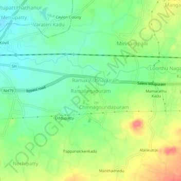 Mapa topográfico Ramalingapuram, altitud, relieve