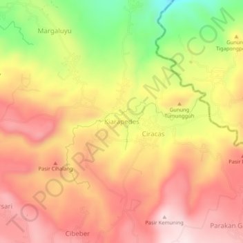 Mapa topográfico Kiarapedes, altitud, relieve