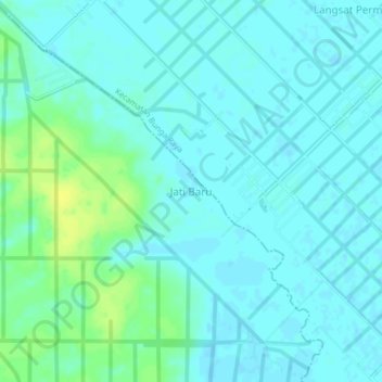 Mapa topográfico Jati Baru, altitud, relieve