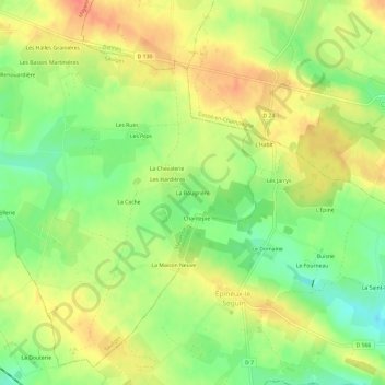 Mapa topográfico La Bougrière, altitud, relieve