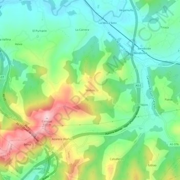 Mapa topográfico Molledo, altitud, relieve