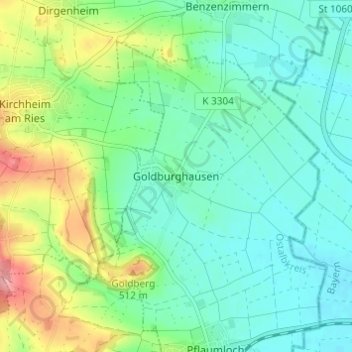 Mapa topográfico Goldburghausen, altitud, relieve