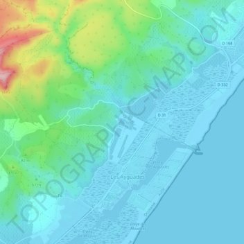 Mapa topográfico Pech Rouge, altitud, relieve