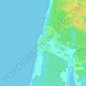 Mapa topográfico Furadouro, altitud, relieve