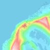Mapa topográfico Hornet, altitud, relieve