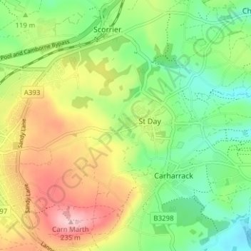 Mapa topográfico Vogue, altitud, relieve