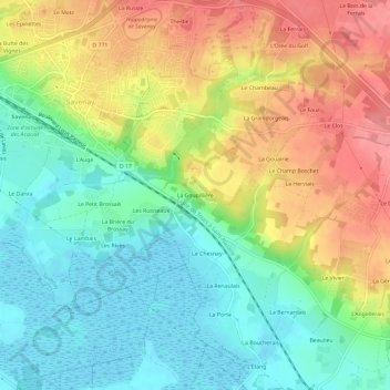 Mapa topográfico La Goupillière, altitud, relieve