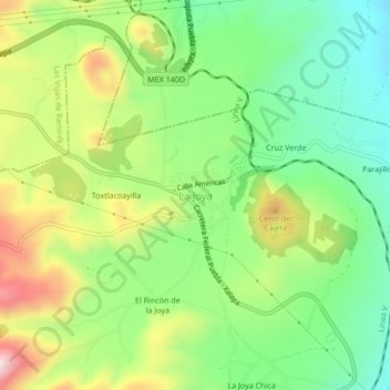 Mapa topográfico La Joya, altitud, relieve
