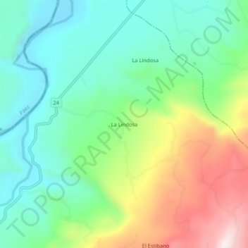 Mapa topográfico La Lindosa, altitud, relieve
