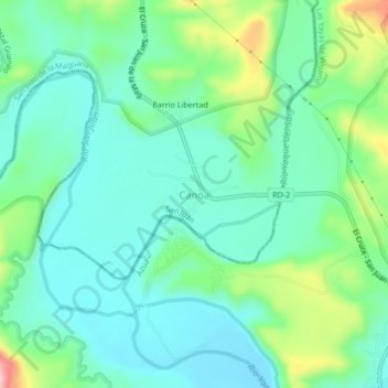 Mapa topográfico Canoa, altitud, relieve
