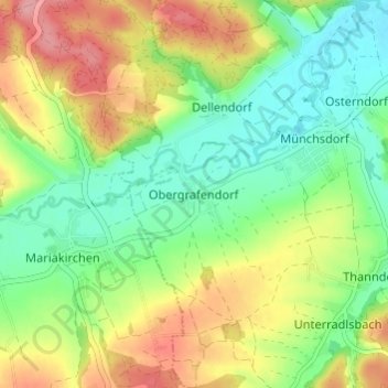 Mapa topográfico Obergrafendorf, altitud, relieve