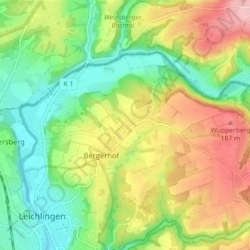 Mapa topográfico Oberschmitte, altitud, relieve