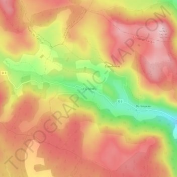 Mapa topográfico Le Giraldès, altitud, relieve