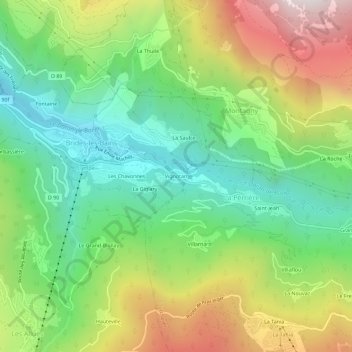 Mapa topográfico Vignotan, altitud, relieve