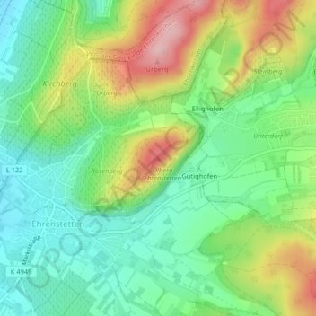 Mapa topográfico Ölberg, altitud, relieve